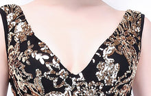 Load image into Gallery viewer, Sparkly With Gold Sequins V-Neck Dress
