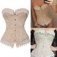 Load image into Gallery viewer, Halloween Lace Up Embroidery Boned Corset Top
