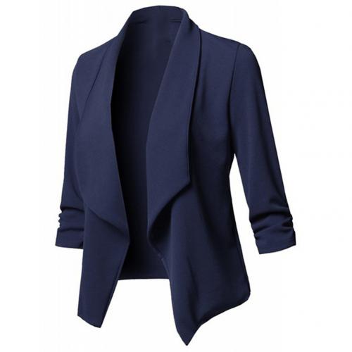 Solid Color Long Sleeve Open Front Jacket