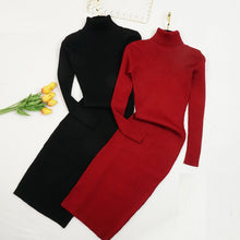 Load image into Gallery viewer, Turtleneck Knitted Slim Bodycon Dress
