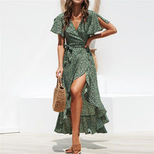 Load image into Gallery viewer, Boho V-Neck Floral Print Ruffles Dress
