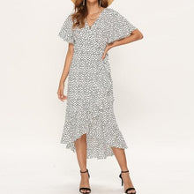 Load image into Gallery viewer, Boho V-Neck Floral Print Ruffles Dress
