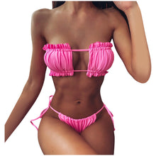 Load image into Gallery viewer, Ruched Hollow Padded Thong Swimsuit
