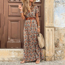 Load image into Gallery viewer, Paisley Print Short Sleeve Robe Dress
