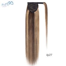 Load image into Gallery viewer, Ponytail Human Hair Wrap Around Ponytail Remy Hair Extension Natural Straight Clip In Hairpins
