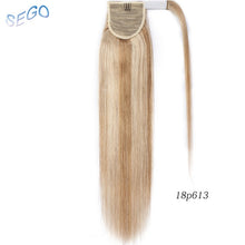 Load image into Gallery viewer, Ponytail Human Hair Wrap Around Ponytail Remy Hair Extension Natural Straight Clip In Hairpins
