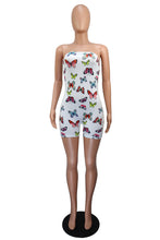 Load image into Gallery viewer, Butterfly Printed Short Sleeve Off Shoulder Romper
