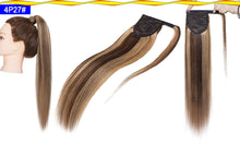 Load image into Gallery viewer, Ponytail Human Hair Wrap Around Ponytail Remy Hair Extension Natural Straight Clip In Hairpins
