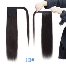 Load image into Gallery viewer, Ponytail Human Hair Wrap Around Ponytail Remy Hair Extension Natural Straight Clip In Hairpins
