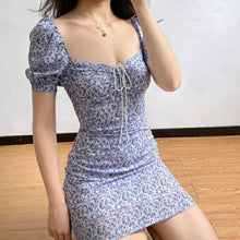 Load image into Gallery viewer, Boho Tie Neck Floral Print Mini Dress
