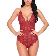 Load image into Gallery viewer, Transparent Mesh Bow Thong Backless Bodysuit
