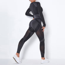 Load image into Gallery viewer, Seamless Yoga Set Workout Suit Fitness Sportswear Women Long Sleeve Crop Top High Waist Leggings Gym Active Wear

