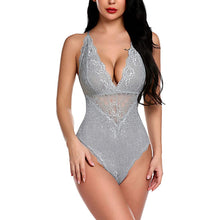 Load image into Gallery viewer, Floral Lace Deep V Neck Backless Straps Bodysuit
