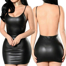 Load image into Gallery viewer, V Neck Backless Push Up Bra Leather Dress
