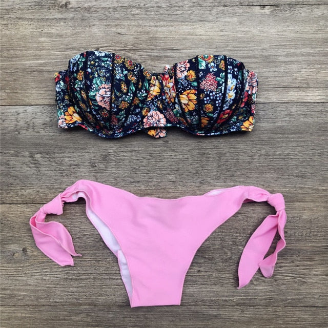 Floral Print Breast Pad Swimsuit