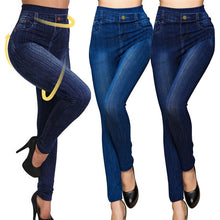 Load image into Gallery viewer, Seamless Leggings Faux Denim Jeans

