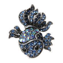 Load image into Gallery viewer, Vintage Cute Blue Crystal Fish Brooch

