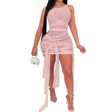 Load image into Gallery viewer, O Neck Sleeveless Sheer Mesh Bandage Dress
