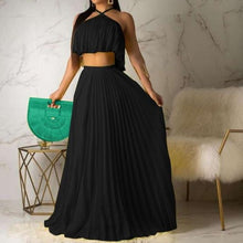 Load image into Gallery viewer, Halter Neck Sleeveless Short Top Floor Length Two Piece Set
